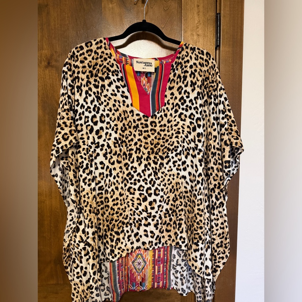 Savanna Jane Leopard Print Top with Multicolor Accents